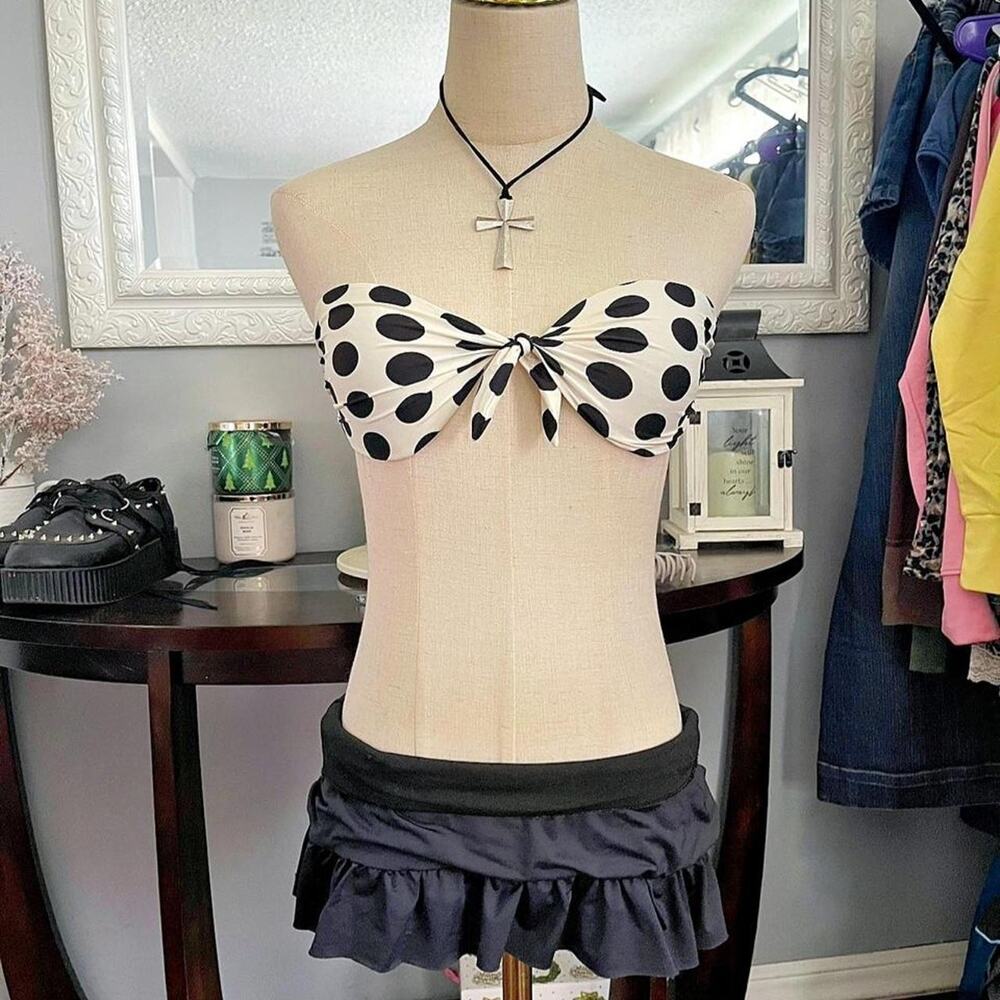Y2k polka dot bikini top
